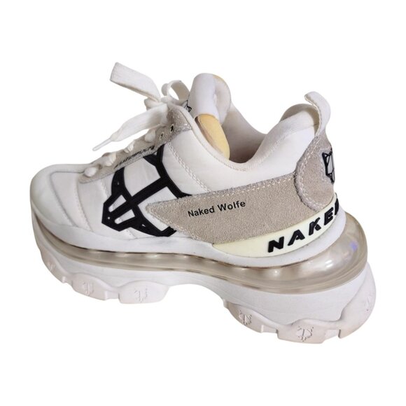 Naked Wolfe Fighter Chunky Platform Sneakers in White 8 - Picture 9 of 12